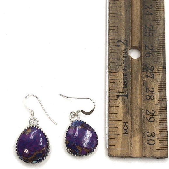 Navajo Garrison Boyd Mojave Purple Turquoise Earrings - Picture 2 of 6